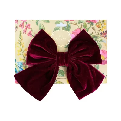 Velvet French Bow Barrette - Burgundy