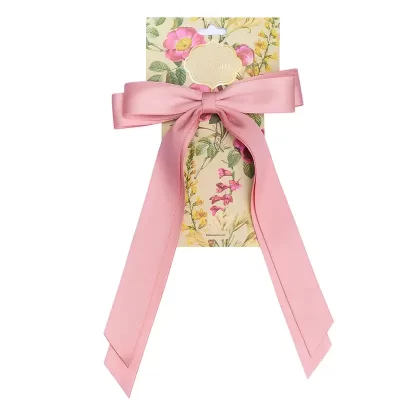 Noble Long Bow Hair Clip - Baby Pink